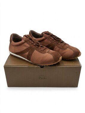 NWT Paolo "Kova" Chocolate Brown Satin & Suede Sneakers Size 9.5M